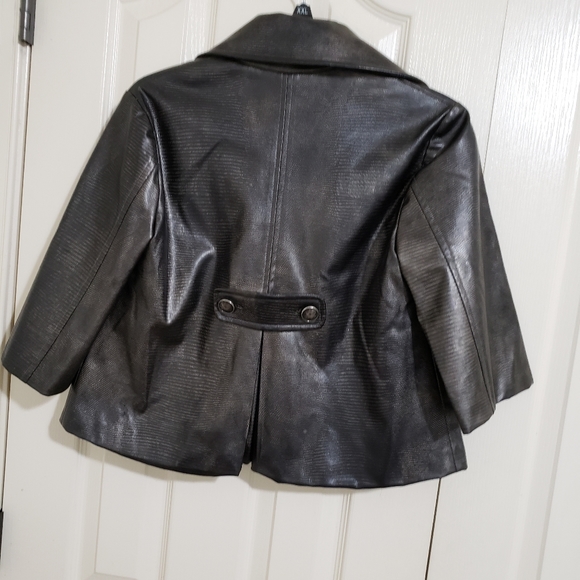 Cartise Faux Leather 3/4" Sleeve Jacket Size 6 - Picture 2 of 7